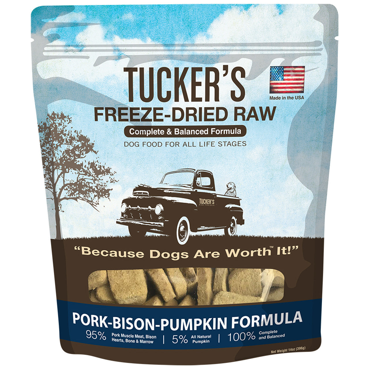 Tucker's Freeze Dried Dog Food 14oz - Pork-Bison-Pumpkin