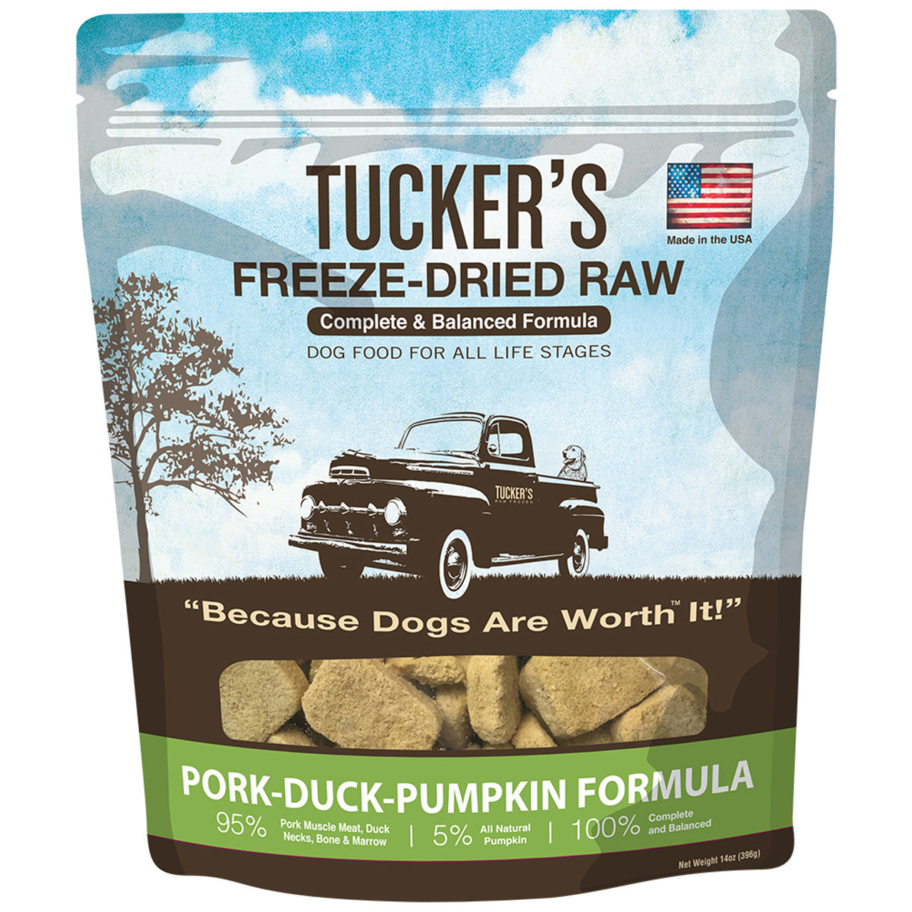 Tucker's Freeze Dried Dog Food 14oz - Pork-Duck-Pumpkin