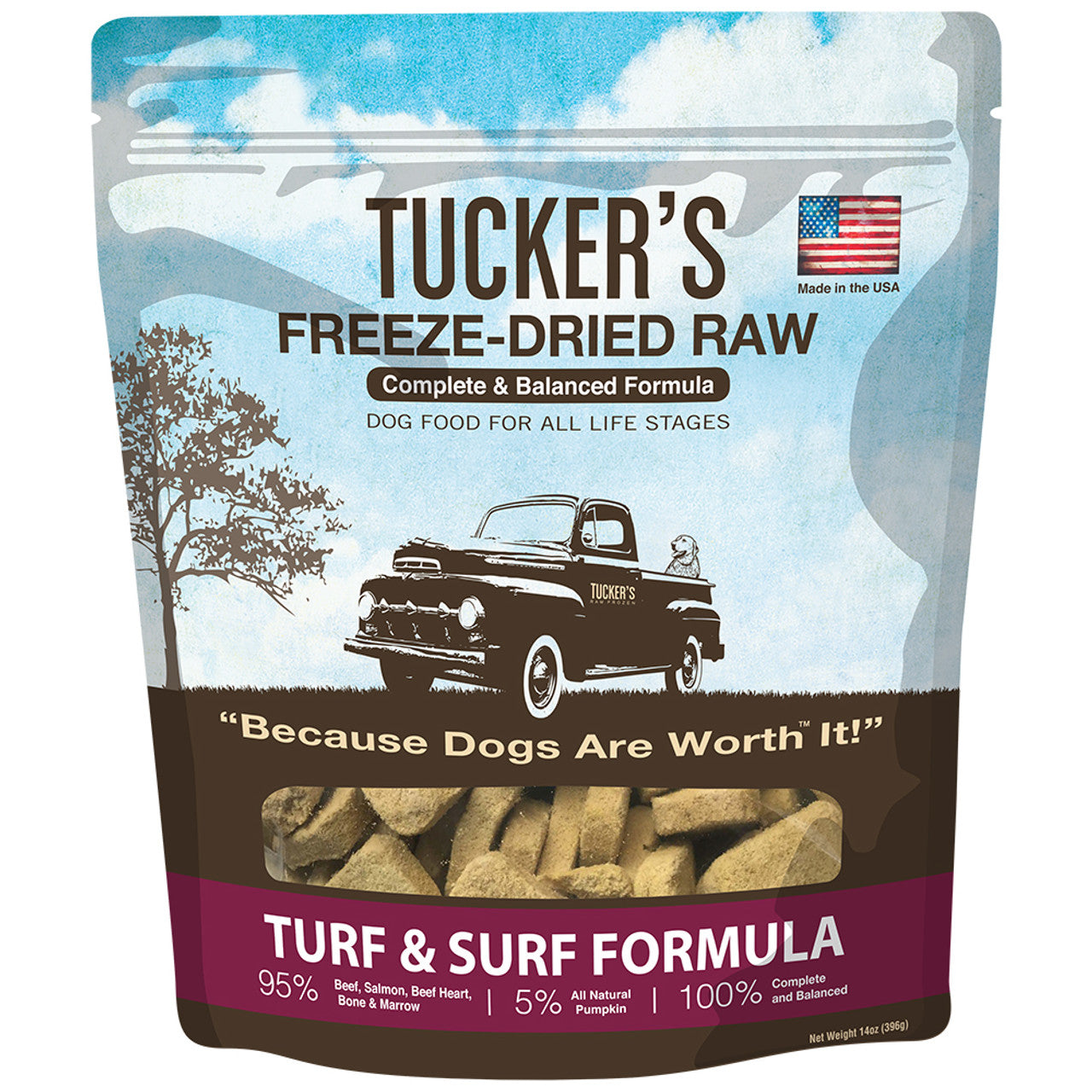 Tucker's Freeze Dried Dog Food 14oz - Turf & Surf