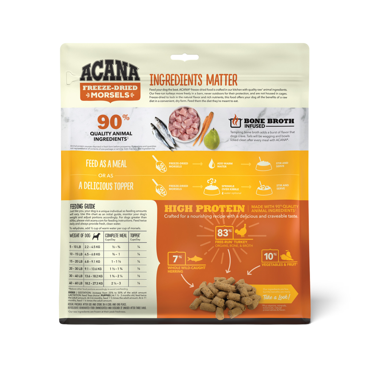 ACANA Grain-Free Freeze Dried Morsels Dog Food & Topper, 8-oz bag