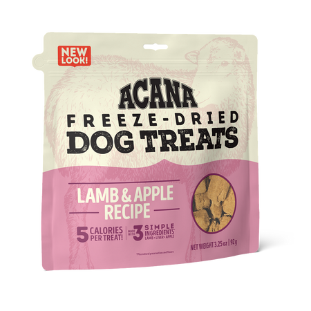 ACANA Singles Lamb & Apple Formula Grain-Free Freeze-Dried Dog Treats, 3.25-oz