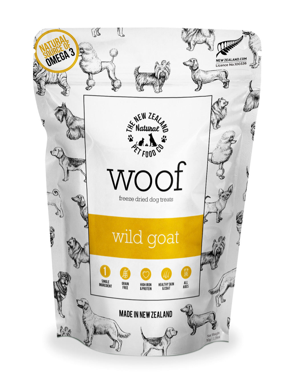 The New Zealand Natural Pet Food Co. WOOF Goat Freeze Dried Treats, 1.76-oz