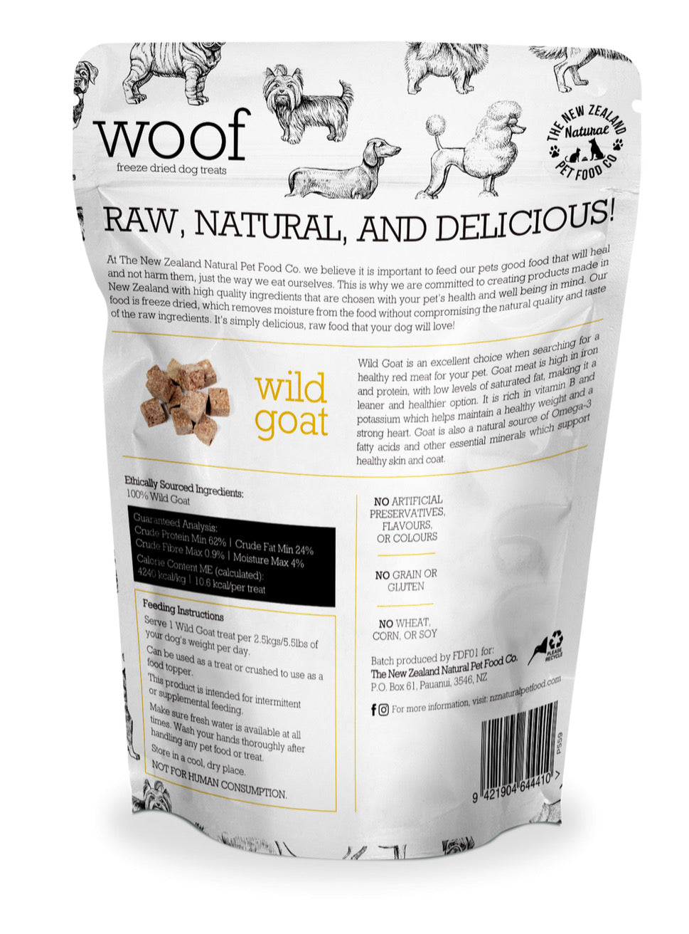 The New Zealand Natural Pet Food Co. WOOF Goat Freeze Dried Treats, 1.76-oz