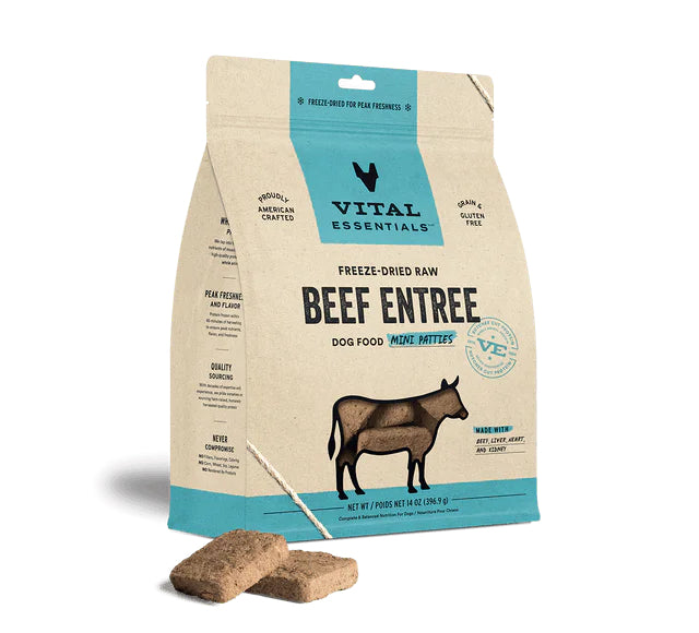 Vital Essentials Dog Food Freeze Dried Mini Patties 14-oz